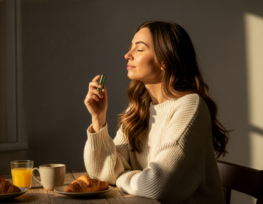 Eine Person praktiziert achtsame Atemübung zur Stressbewältigung